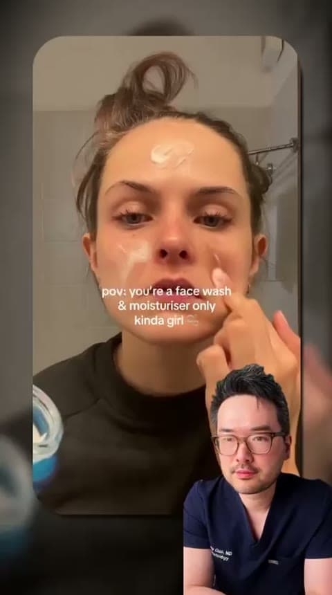 Skincare creator reviewing a face wash